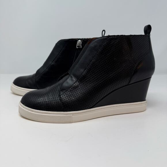 Linea Paolo Platform Wedges Women's 7 Black Leather Felicia Booties EUC - Picture 4 of 10